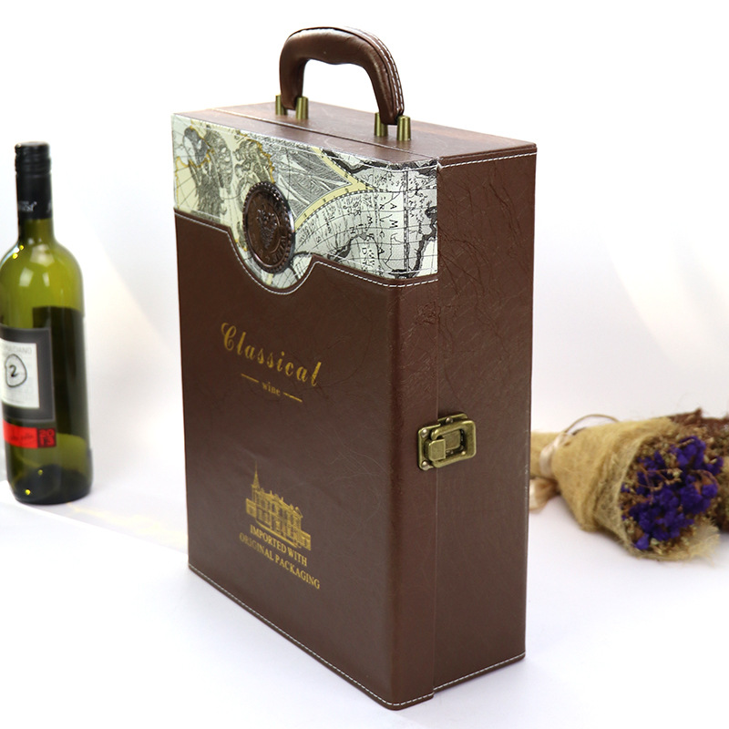 手提式皮质红酒包装盒定制